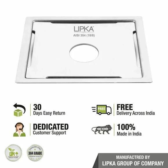Lipka Yellow Exclusive Square Flat Cut Floor Drain (6 x 6 Inches) with Hole 3