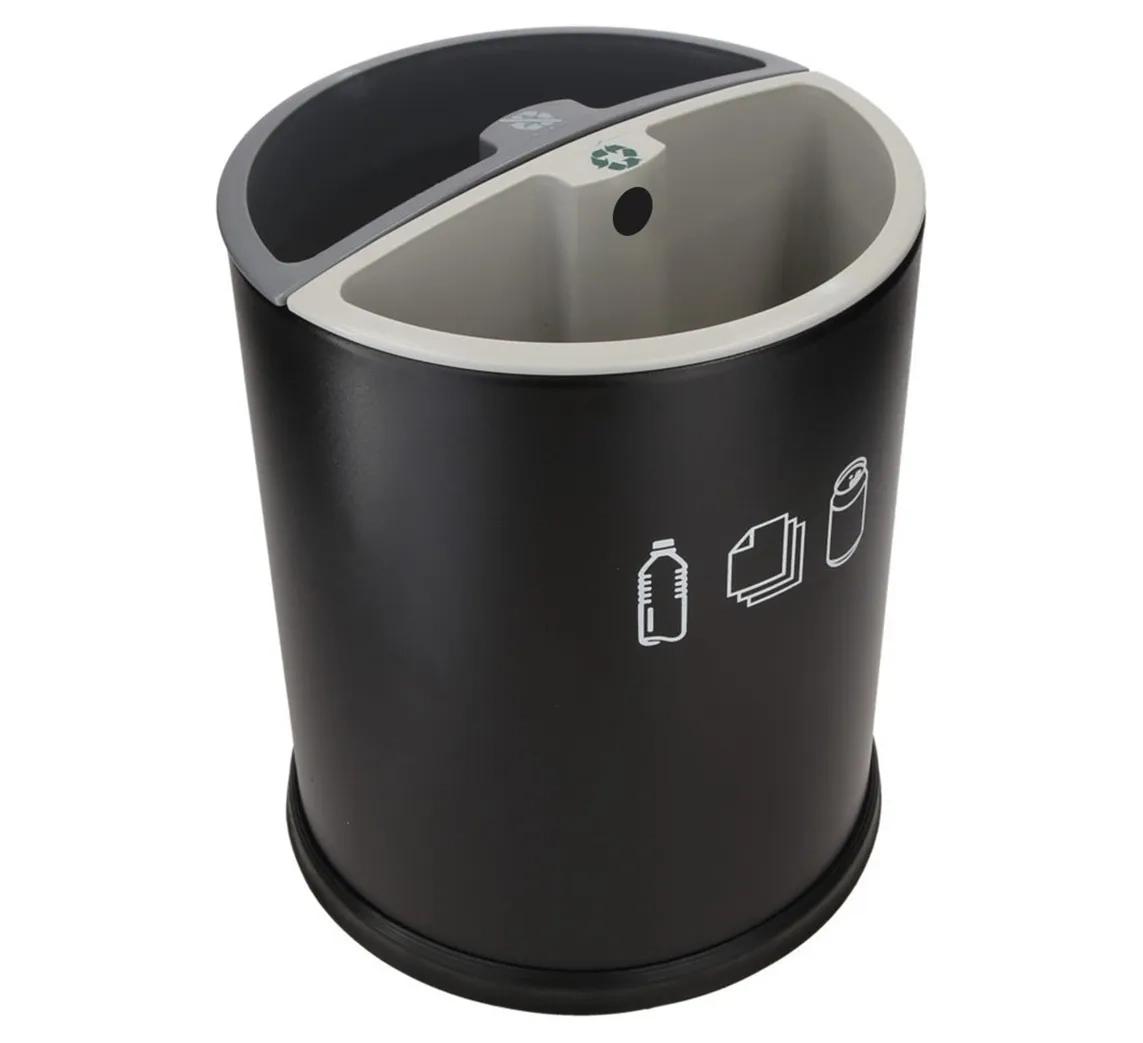 Dolphy 10 ltr Black Round Room Dustbins With Two Container - DWBN0012