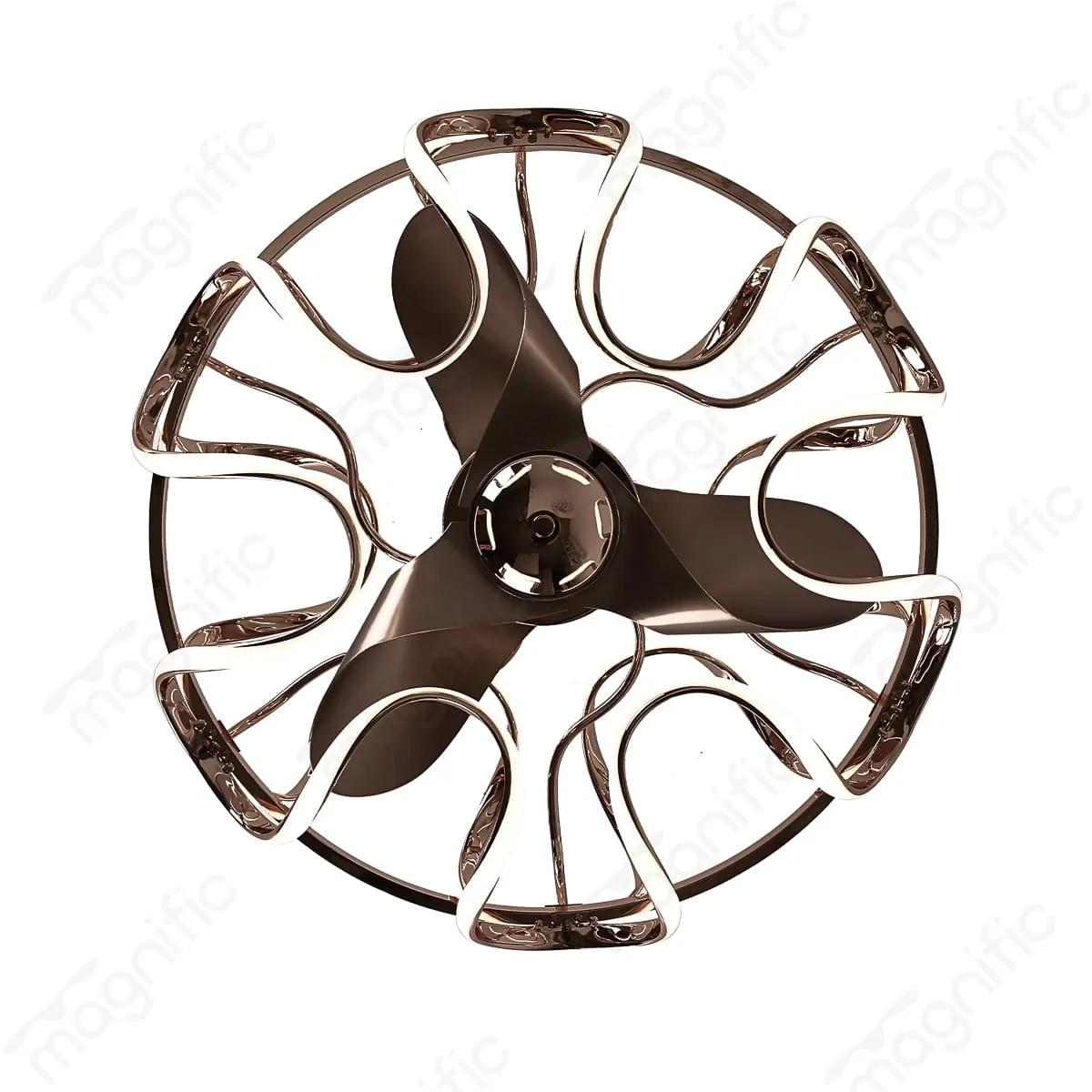 Magnific Flora – 22″ Designer Chandelier Fan with LED Light - Dark Brown 2