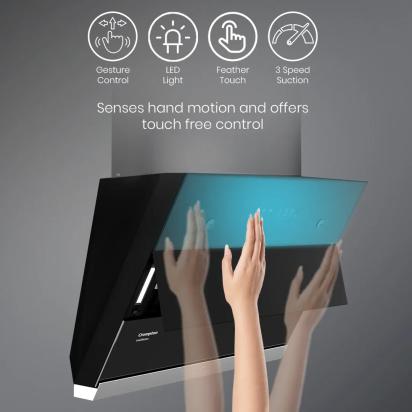 Crompton IntelliMotion Inclined 60cm Filterless Chimney by Crompton : Colours available: Black 3 5