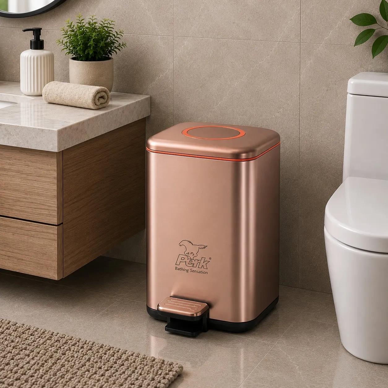 Perk Regent Dustbin 12 Litre - Rose Gold