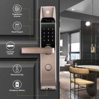 YDM 4115 -A Series Smart Lock with Fingerprint - Bluetooth Module and Wifi Connect Bridge by Yale : Colours available: Brown 1 4