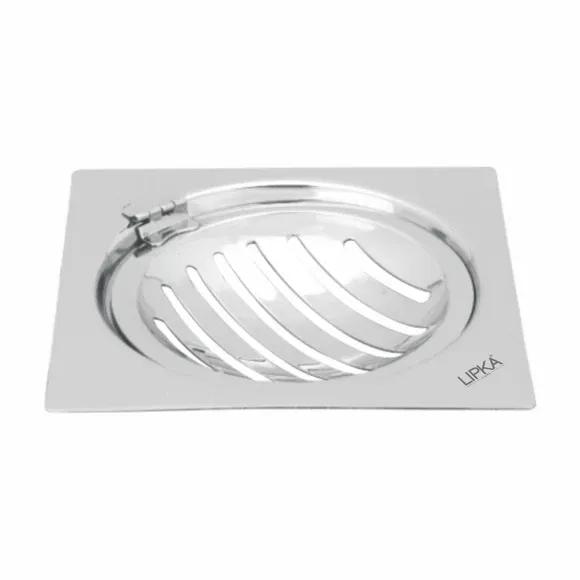Lipka Eon Square Flat Cut Floor Drain with Classic Jali and Hinge (5 x 5 Inches)