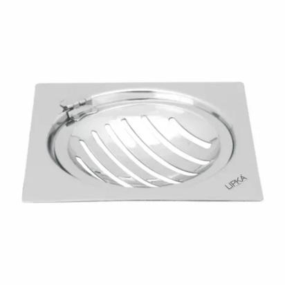 Lipka Eon Square Flat Cut Floor Drain with Classic Jali and Hinge (5 x 5 Inches)