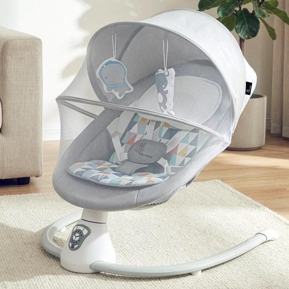 R for Rabbit Cocoon The Smart Auto Baby Swing - Grey Multi