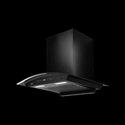 Kaff MAINZ DHC 60/75/90 Kitchen Chimney, Black Glass and Digital Display (90 cm) by Kaff : Colours available: Black 1 4