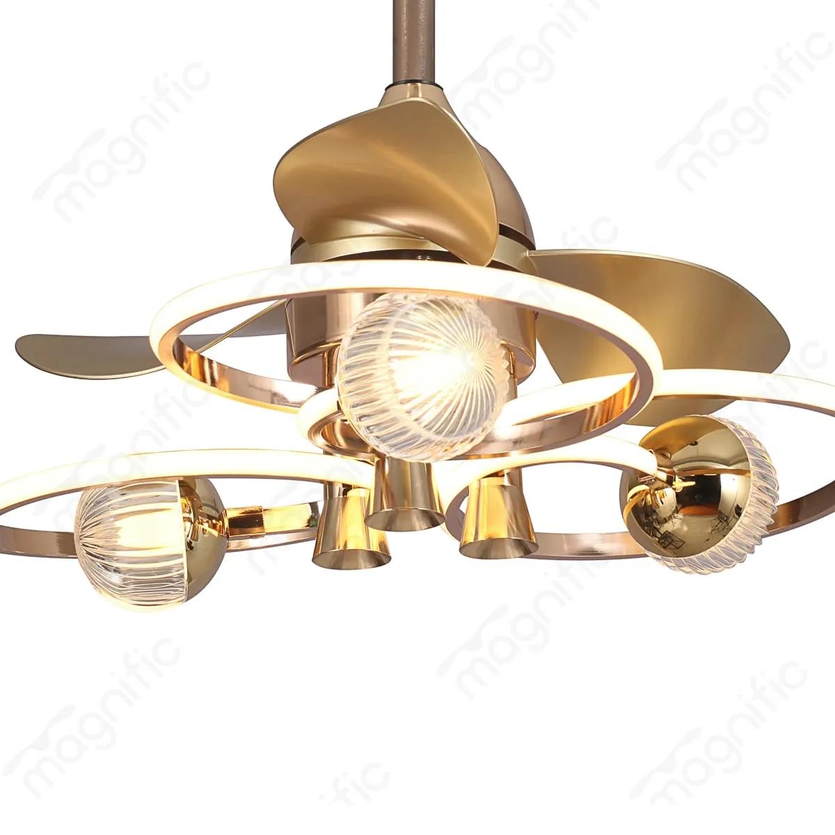 Magnific Florence – 24″ Glamorous Chandelier Fan with Remote Control - French Gold 2