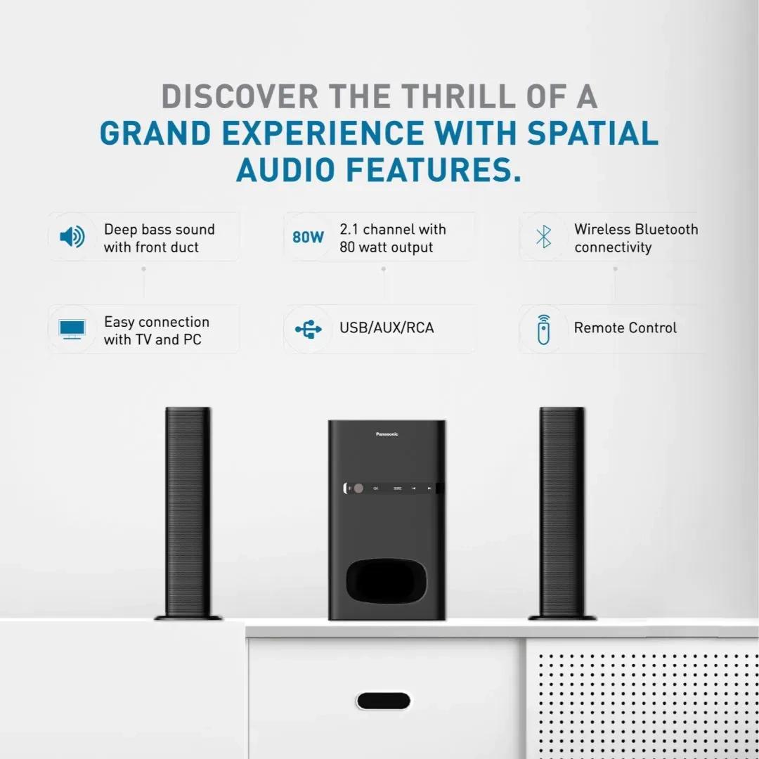 Panasonic 80 W, 2.1 CH USB, Auxiliary Multimedia Speaker System with Convertible Soundbar and Multi-Connectivity Option (SC-HT260GW-K, Black) 3