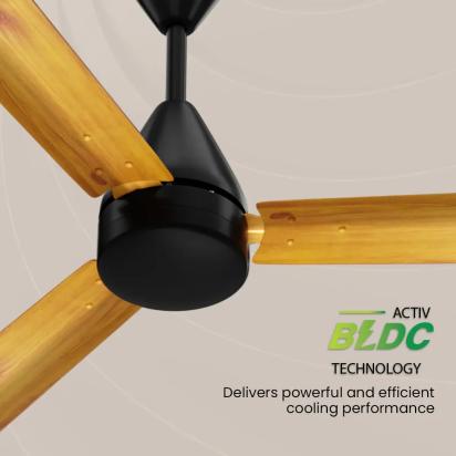 Crompton Energion Cookie BLDC Ceiling Fan - Light Pine Wood by Crompton : Colours available: Black, Goldenrod 14 1