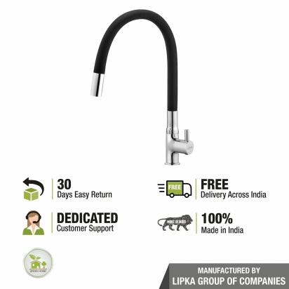 Lipka Kyron Swan Neck Brass Faucet with Flexible Silicone Spout (Black) 5