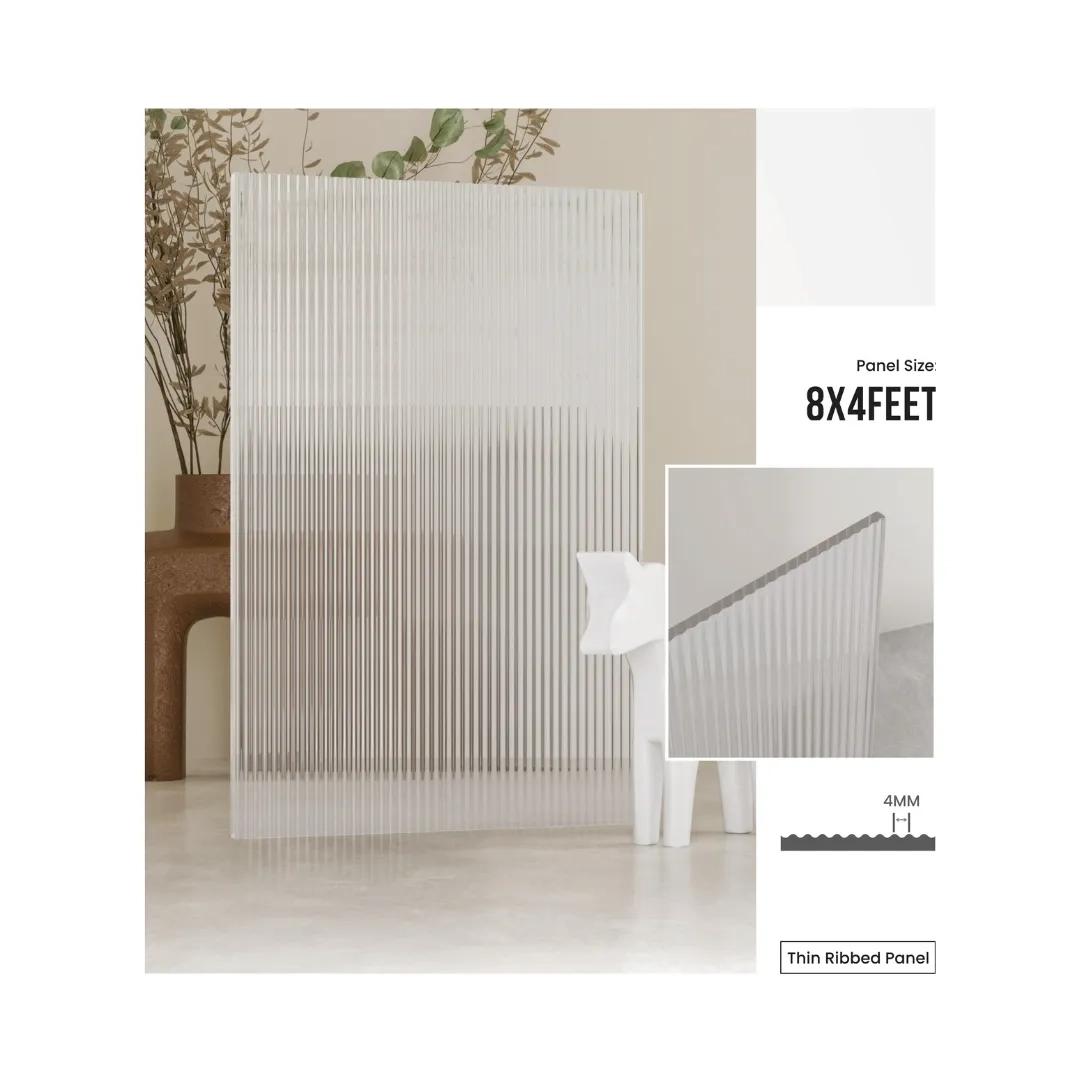 Frikly FlutoGlass 4 Mm Fluted Glass Acrylic 8 Feet X 4 Feet | Clear Fluted No 1 2