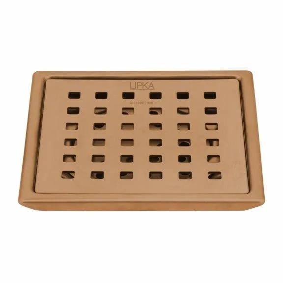 Lipka Red Exclusive Square Floor Drain in Antique Copper PVD Coating (6 x 6 Inches)