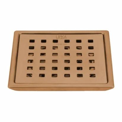 Lipka Red Exclusive Square Floor Drain in Antique Copper PVD Coating (6 x 6 Inches)