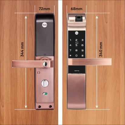 YDM 7116A Smart Lock Red Bronze YDM 7116A Smart Lock with Fingerprint PIN Code RFID Card Mechanical Key Bluetooth module by Yale 1 6