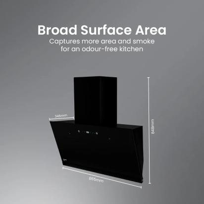 Crompton Eliteo Inclined Filterless Chimney 90cm by Crompton : Colours available: Black 12 4