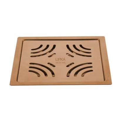 Lipka Purple Exclusive Square Flat Cut Floor Drain in Antique Copper PVD Coating (5 x 5 Inches)