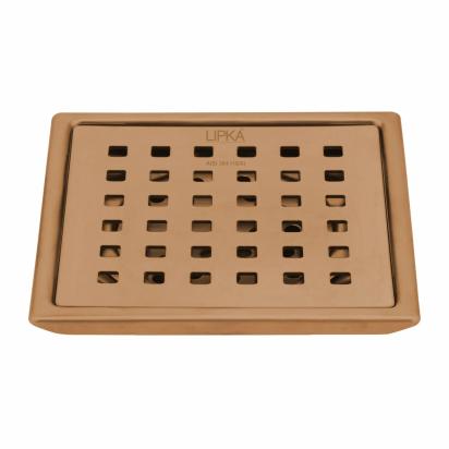 Lipka Red Exclusive Square Floor Drain in Antique Copper PVD Coating (5 x 5 Inches)