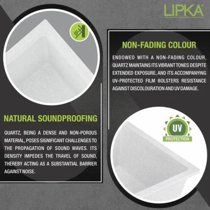 Lipka Crystal White Quartz Double Bowl Kitchen Sink (45 x 20 x 9 Inches) 3