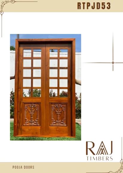 Raj Timber Pooja Door Only - RTPJD53 by Raj Timbers : Colours available: Brown