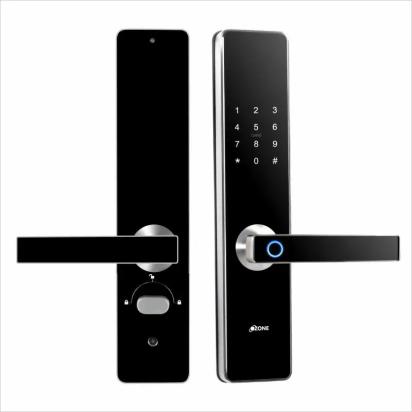 Ozone Smart Bluetooth Lock for Wooden & Metal Doors, 4-Way Access, OzoLife App, Fingerprint, Password, RFID Card, 35-100 mm Door Thickness, Free Installation, 2 Years Warranty (Black | Satin Chrome) by Ozone : Colours available: Black, Chrome
