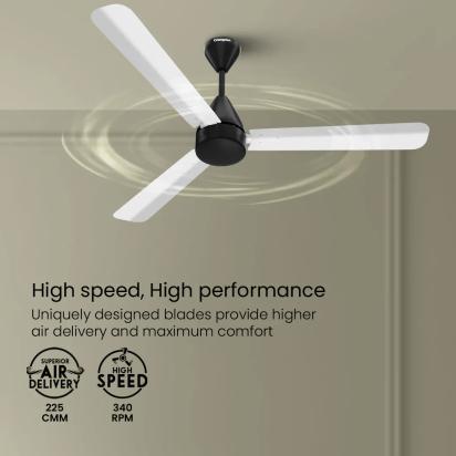 Crompton Energion Cookie BLDC Ceiling Fan - White Black by Crompton : Colours available: Black, White 2 2