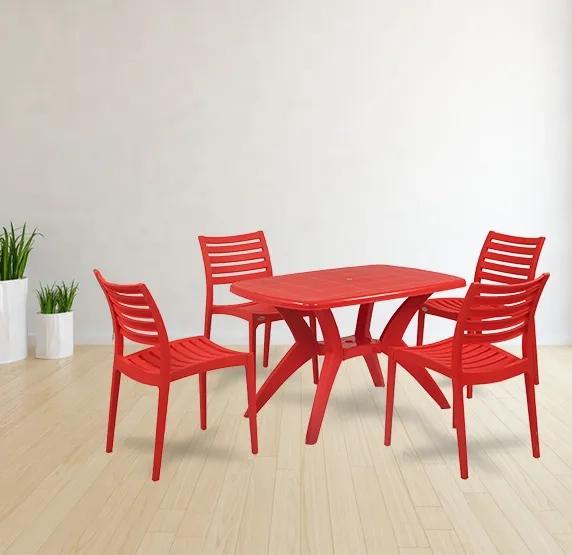 Supreme Melody with Omega Plastic Dining Table with Chair - Red