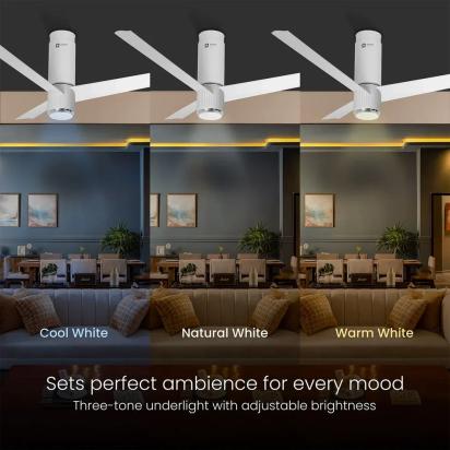 Orient Electric Aeroslim with IoT, Remote & 3CCT Underlight BLDC PRO Smart Ceiling Fan 1200mm White by Orient Electric : Colours available: White 6 1