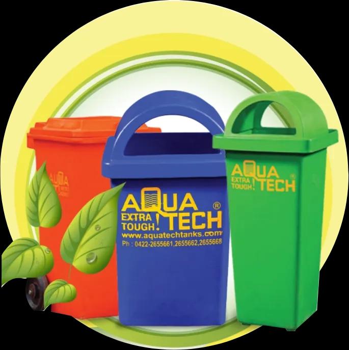 Aqua Tech Plastic Trash Bins