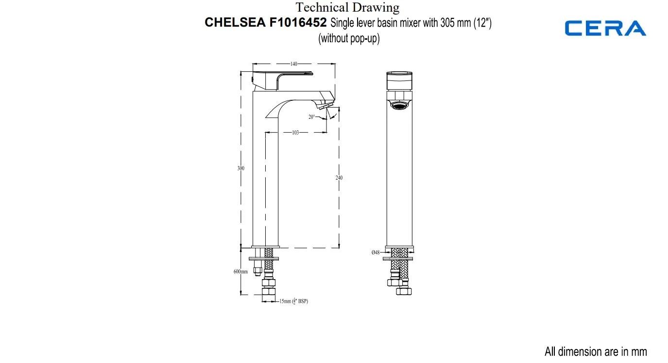 Cera Luxe Chelsea Basin Mixer Tap - F1016452CH 4