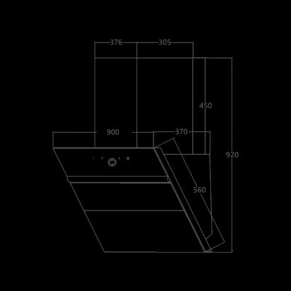 Kaff ALBURY LX DHC 90 - Filterless Chimney, Dry Heat Auto Clean Technology by Kaff : Colours available: Black 4 2