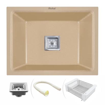 Ruhe Quartz Single Bowl Kitchen Sink - 21 X 18 X 9 Inches - Tan by Ruhe : Colours available: Tan 3 1