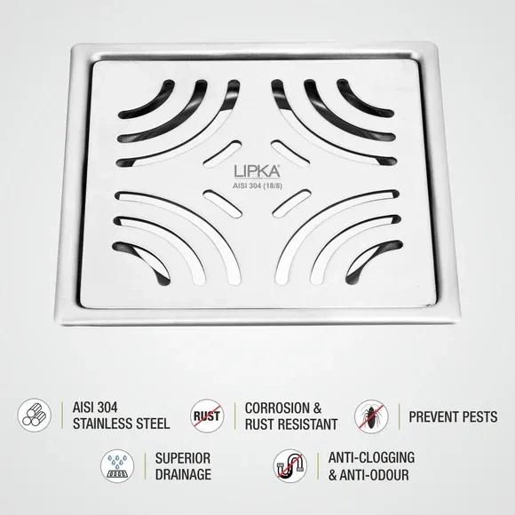 Lipka Purple Exclusive Square Flat Cut Floor Drain (5 x 5 Inches) 3
