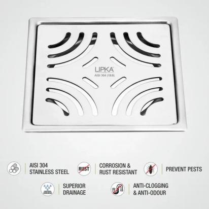 Lipka Purple Exclusive Square Flat Cut Floor Drain (5 x 5 Inches) 3
