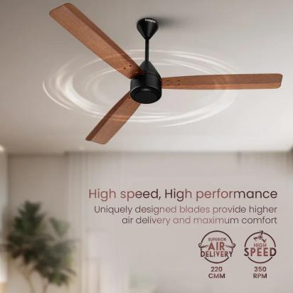 Crompton Energion Groove Remote BLDC Ceiling Fan - Dark Cherry Wood by Crompton : Colours available: Brown 11 1