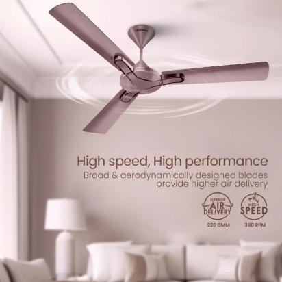 Crompton High Speed Gianna | Star Rated Ceiling Fan - Rose Ash by Crompton : Colours available: MistyRose 11 3