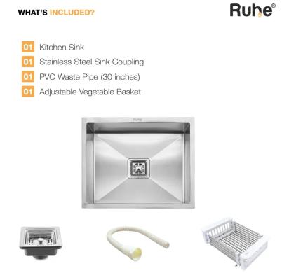 Ruhe Handmade Single Bowl Kitchen Sink - 21 X 18 X 10 Inches by Ruhe : Colours available: Silver 4 8