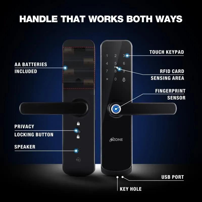 Ozone Smart Digital Lock for Wooden & Metal Doors - OZ-FDL-04-Std Black 2