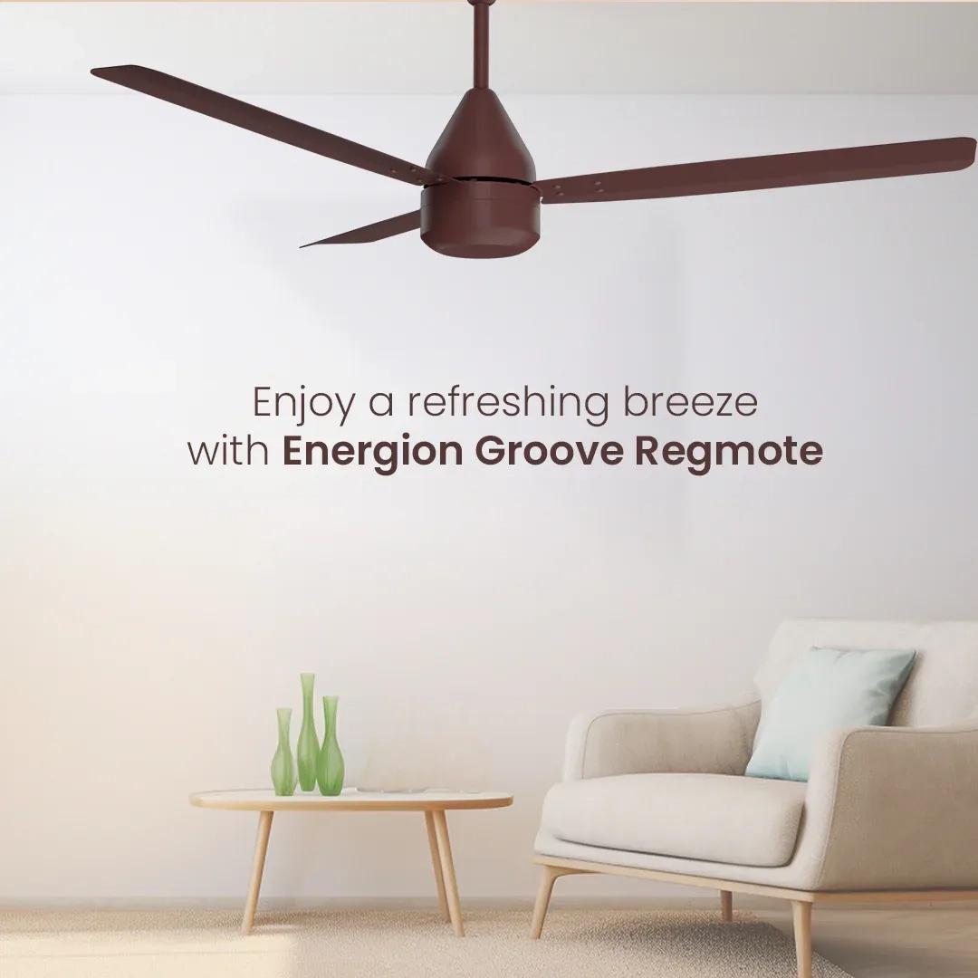 Crompton Energion Groove Regmote BLDC Ceiling Fan - Coffee Brown 1
