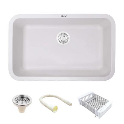 Ruhe Quartz Single Bowl Kitchen Sink 31 X 19 X 9 Inches - White by Ruhe : Colours available: White 6 1