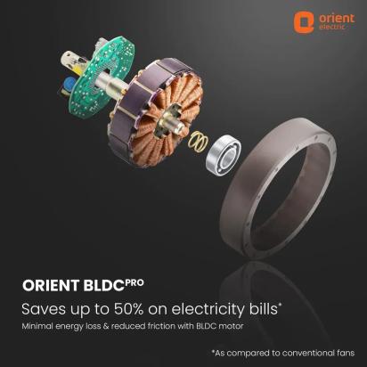 Orient Electric Aeroslim with IoT, Remote & 3CCT Underlight BLDC PRO Smart Ceiling Fan 1200mm White by Orient Electric : Colours available: White 4 6
