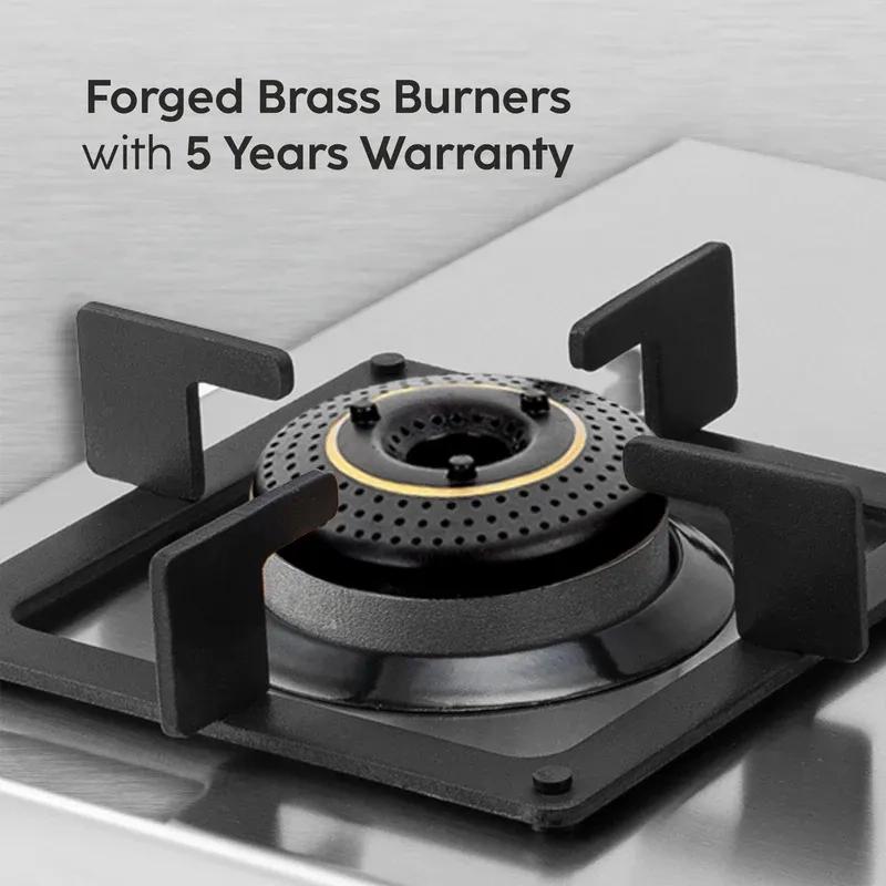 Glen 2 Burner Ultra Tuff Stainless Steel Gas Stove with Forged Brass Burner - Manual/Auto Ignition (CT1052UTSS) 2