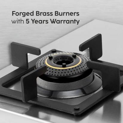 Glen 2 Burner Ultra Tuff Stainless Steel Gas Stove with Forged Brass Burner - Manual/Auto Ignition (CT1052UTSS) 2