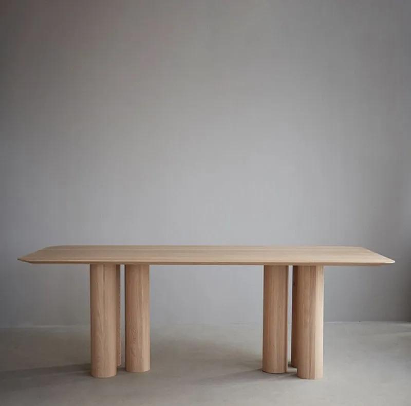 Asian Arts Modern Rectangular Dining Table – Solid Wood with Sculptural Round Legs 2