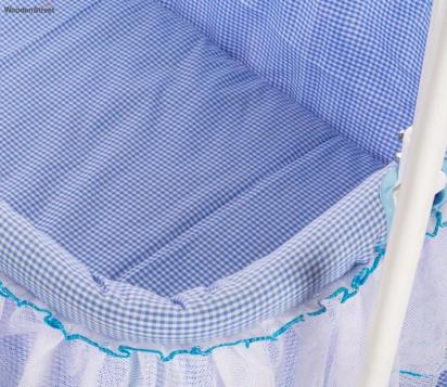 Wooden Street Maia Movable Mosquito Protection Net Steel Baby Cot (Blue) 3