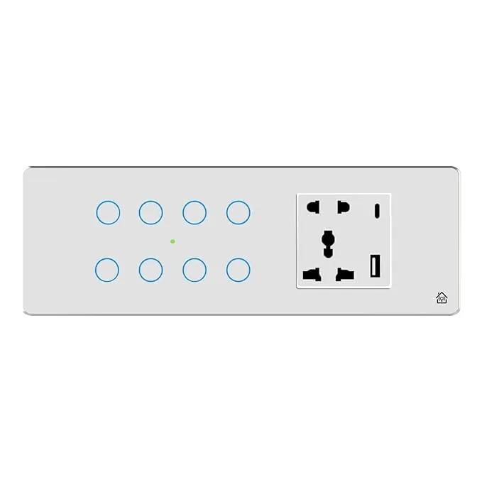 Homemate Smart Switch Board 8 Switch 1 Socket - White