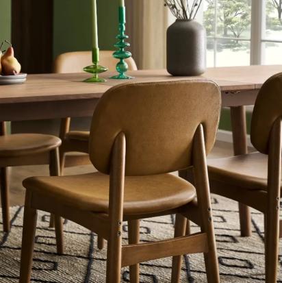 Eyedea Living Kelsey Leather Chair, Walnut Stain by Eyedea Living : Colours available: Brown 1 4