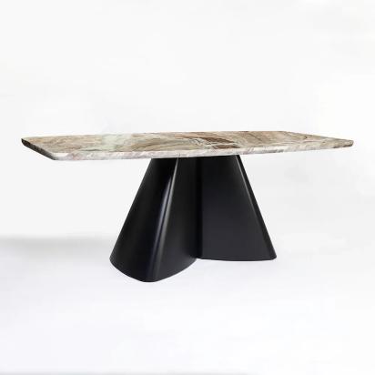 LivingShapes Chrome Marble 8 Seater Dining Table with Iron - Black / Toranto by Living Shapes : Colours available: Black, Brown 2 2