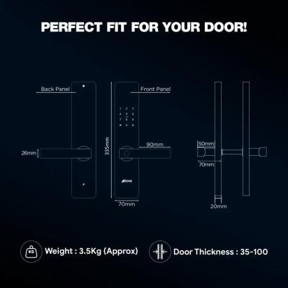Ozone Smart Bluetooth Lock for Wooden & Metal Doors, 4-Way Access, OzoLife App, Fingerprint, Password, RFID Card, 35-100 mm Door Thickness, Free Installation, 2 Years Warranty (Black | Satin Chrome) by Ozone : Colours available: Black, Chrome 8 8
