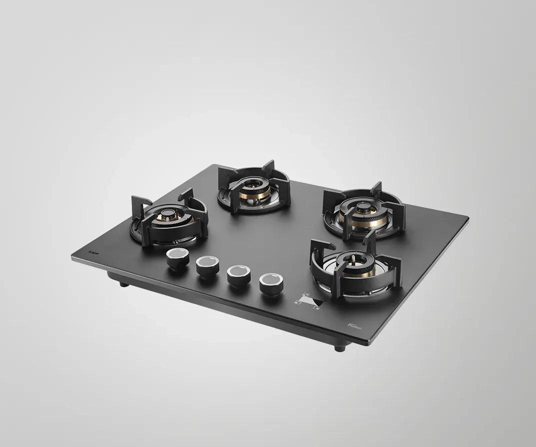 Kaff PRS 654- 4 Burners Built-In Hob, Digital Timer, 8MM Thick Premium Frosted Black Glass