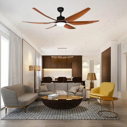 Magnific Radar – 66″ Modern DC Motor Ceiling Fan with Light and Remote Control - Wooden by Magnific : Colours available: Brown